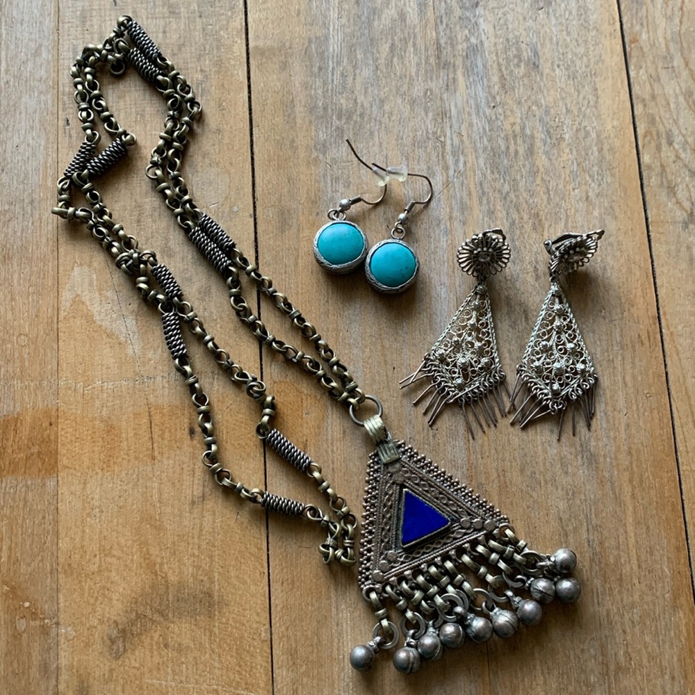 Vintage Silver Necklace and Earrings